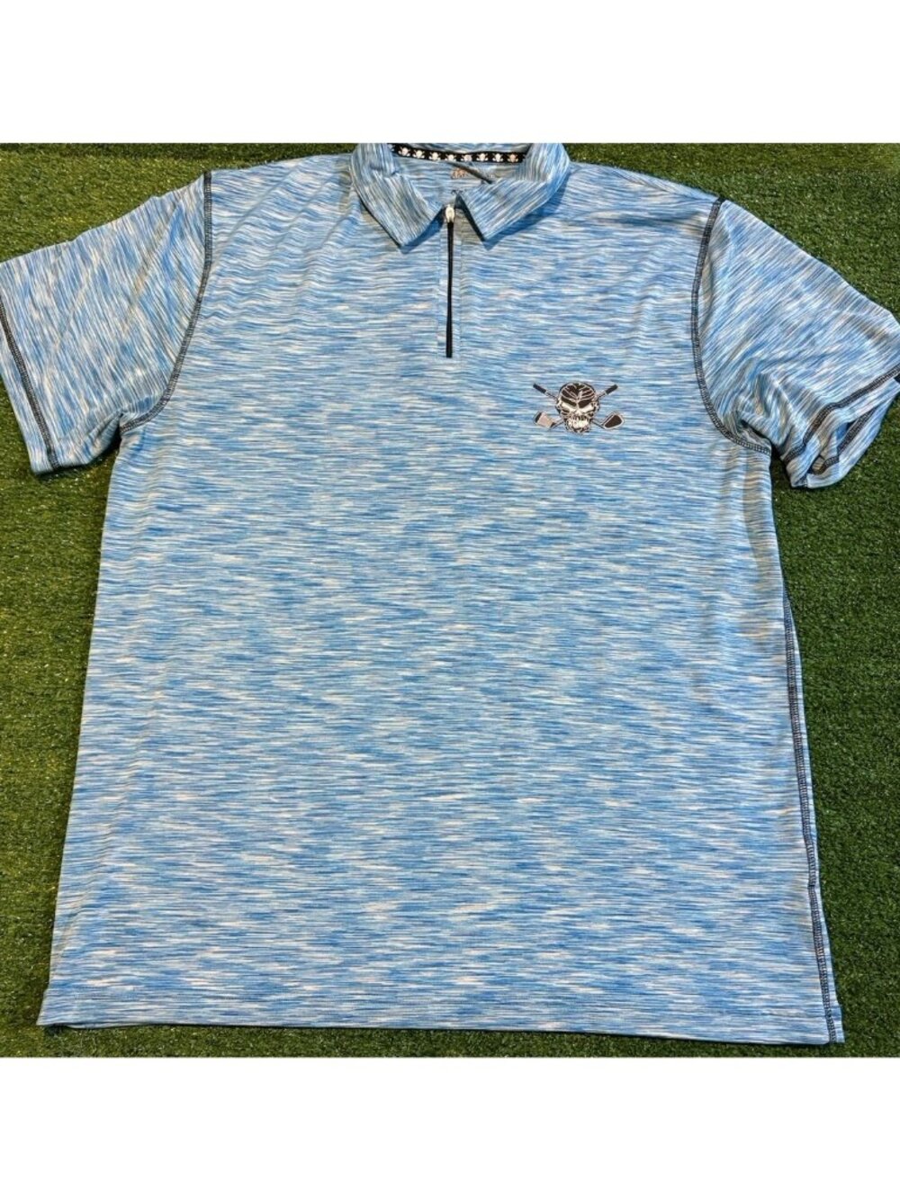 Tattoo Golf polo mens large blue hybrid zipper golf epic collection lighweight